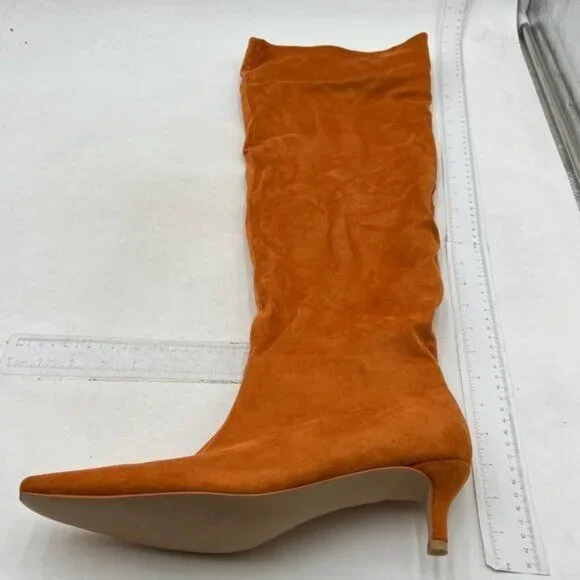 Women Comfortable Low Heel Pull on Stylish Knee High Boots Square Toe Brown - Picture 1 of 7